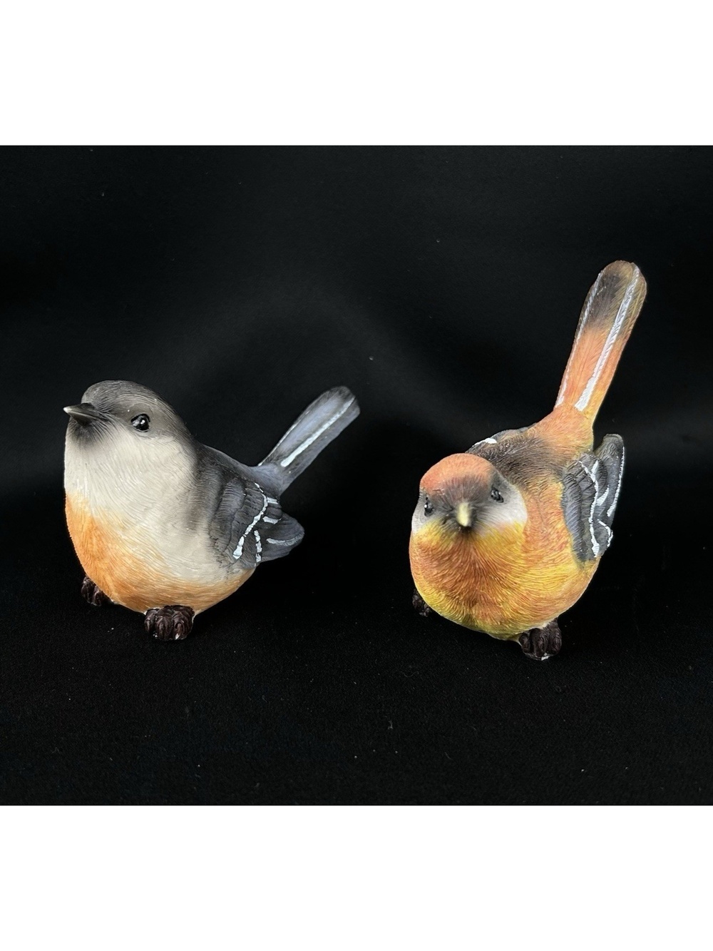 Realistic Robin & Sparrow Decorative Bird Figures Shelf Sitter Songbirds 3" Tall